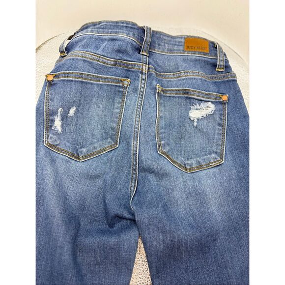Judy Blue Jeans Women's Size 24 Skinny Fit Distressed Blue Jeans Button Fly - Picture 7 of 11